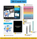 Prismacolor Technique, Art Supplies and Digital Art Lessons, Nature Drawing Set, Level 3, Learn to Draw with Colored Pencils, and More, Includes Artist Roll Case, Waterfall Landscape Drawing, 28 Count - Image 4